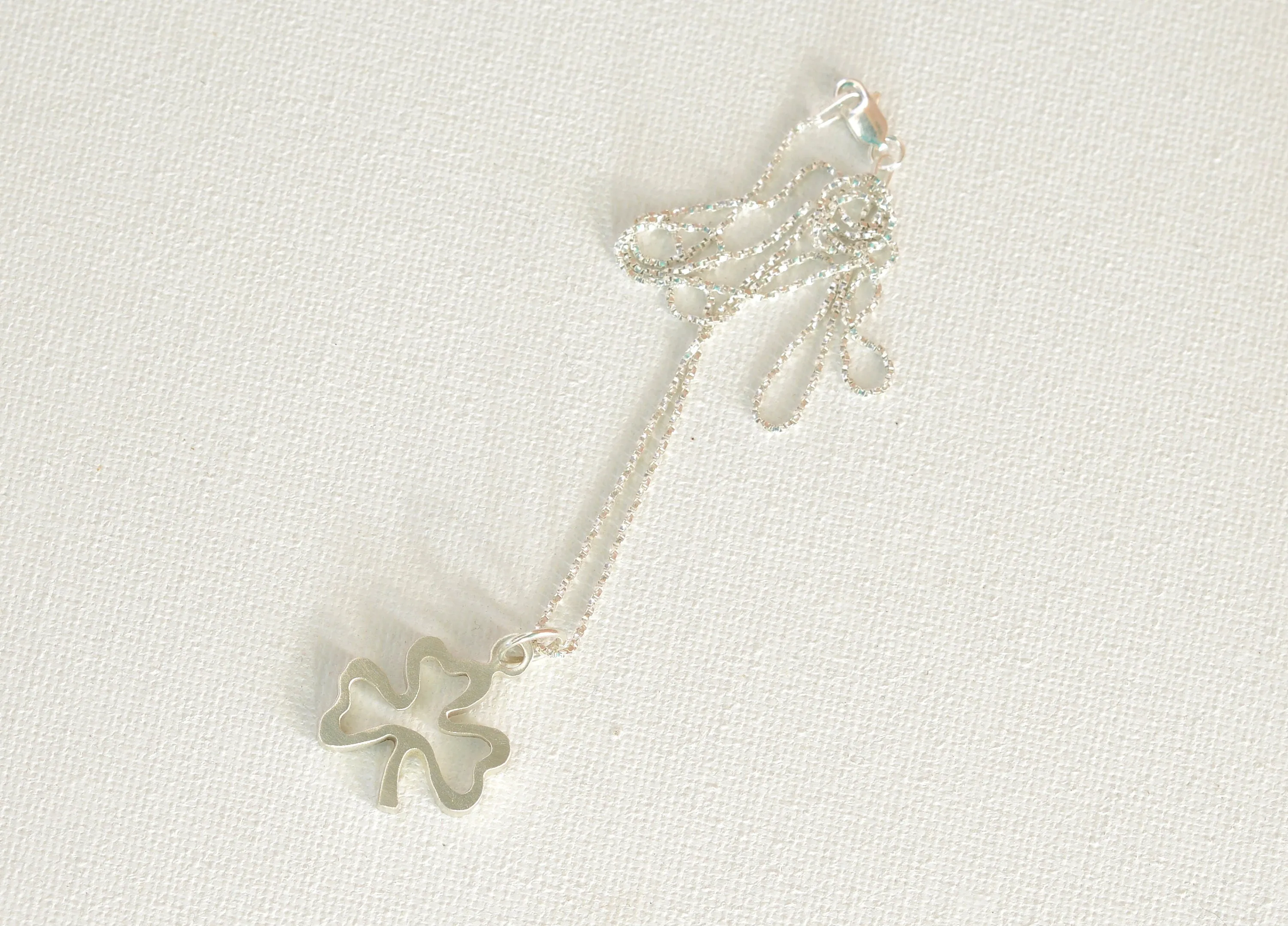 Sterling Silver Clover Necklace with a 3 Leaf Traditional Shamrock Design