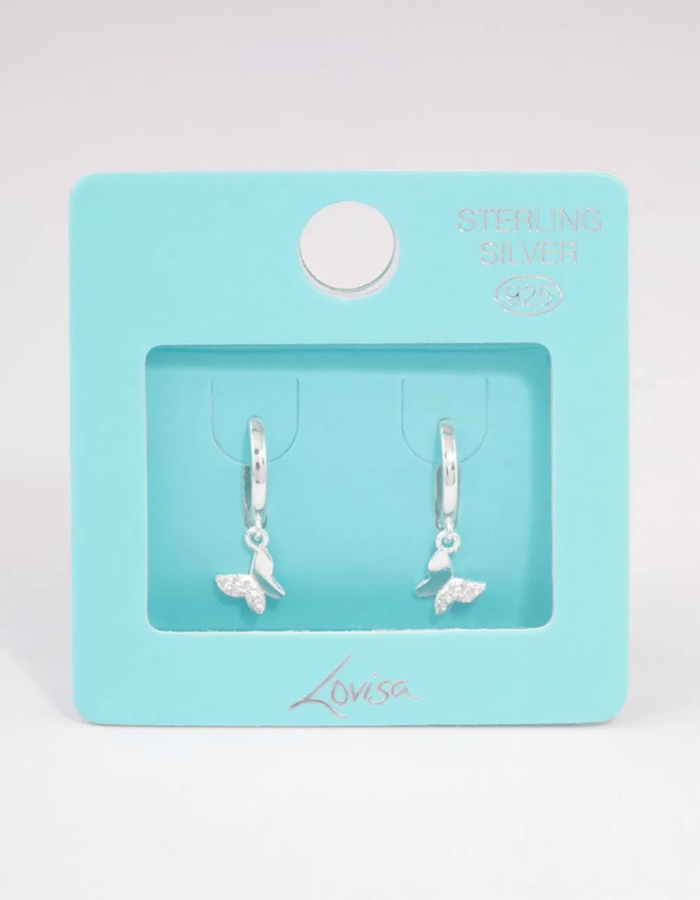 Sterling Silver Diamante Butterfly Huggie Earrings