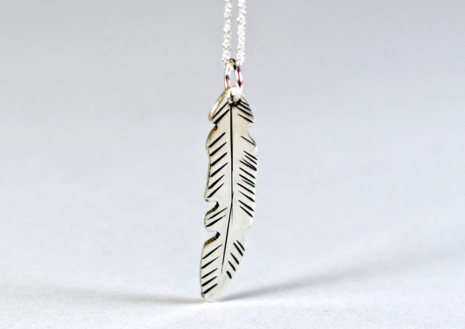 Sterling silver feather necklace