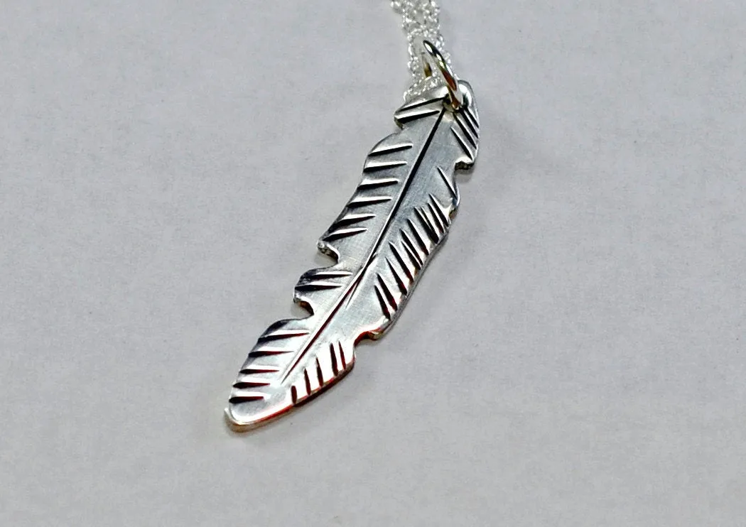 Sterling silver feather necklace