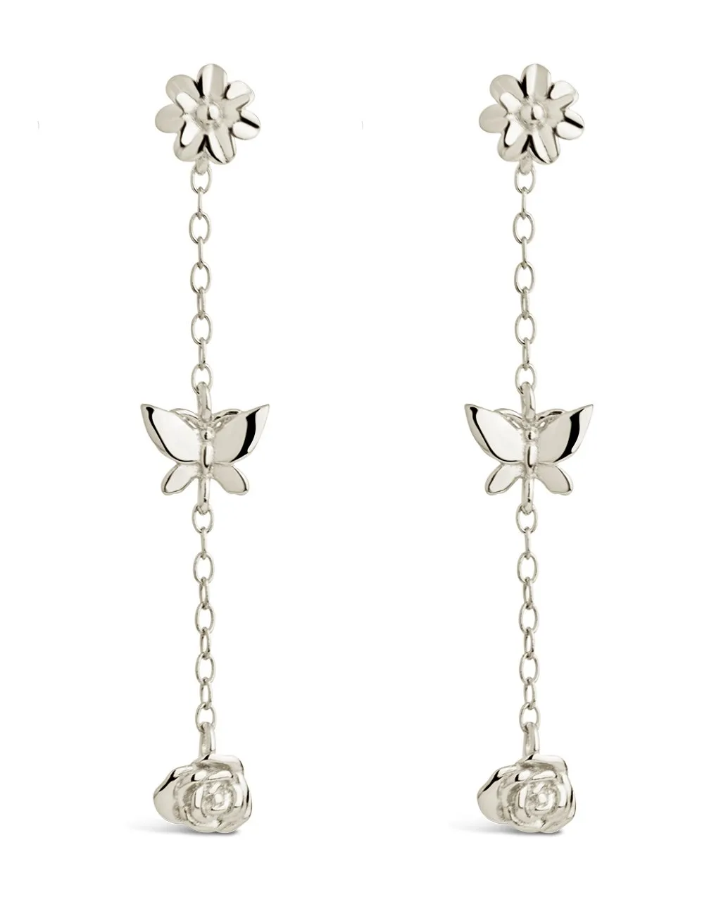 Sterling Silver Into the Garden Drop Earrings