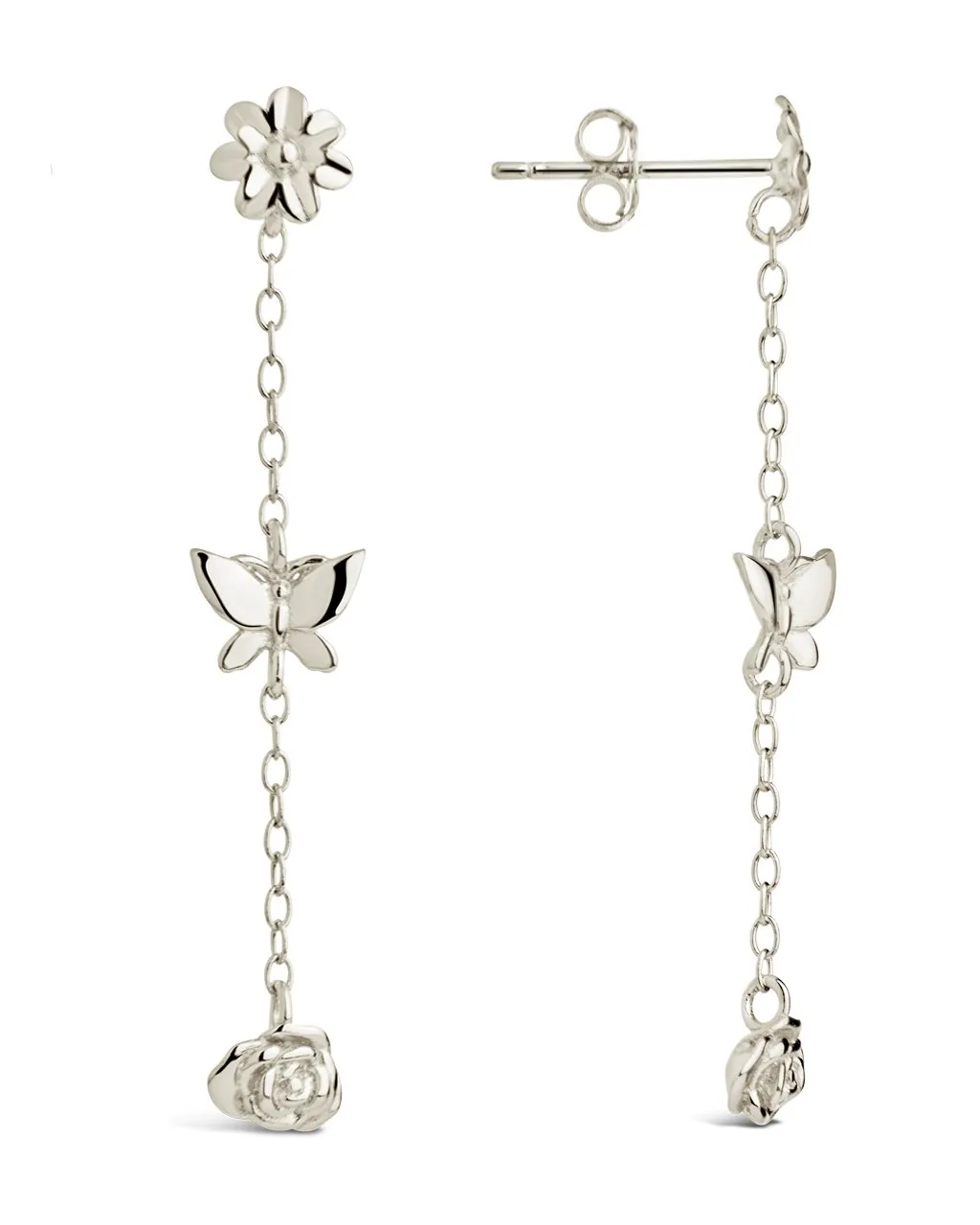 Sterling Silver Into the Garden Drop Earrings