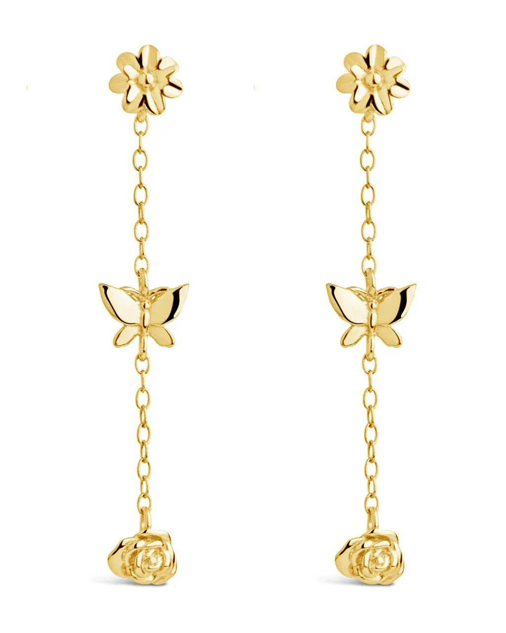 Sterling Silver Into the Garden Drop Earrings
