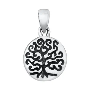 Sterling Silver Oxidized Tree of Life Pendant Detail Nature Whimsical Charm 925