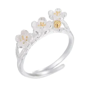 Sterling Silver Plum Blossom Ring