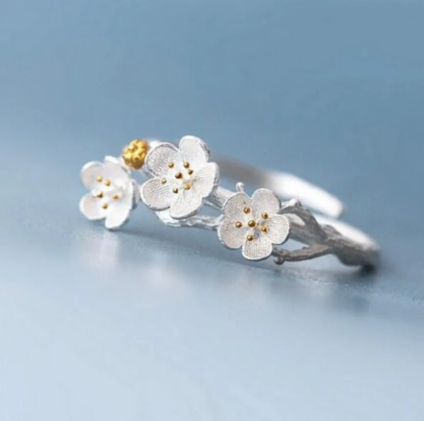 Sterling Silver Plum Blossom Ring