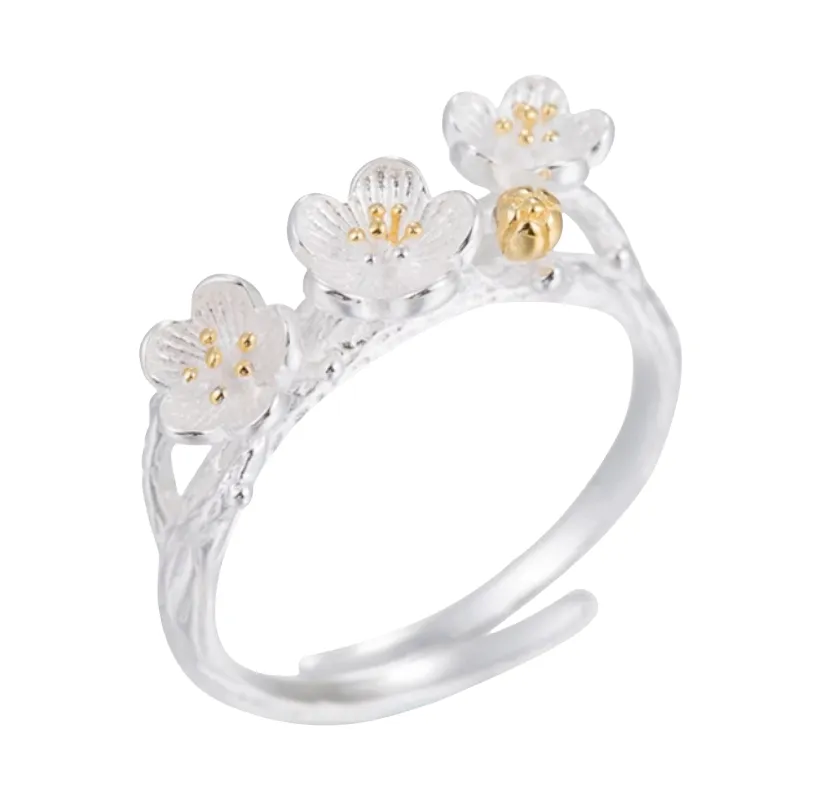 Sterling Silver Plum Blossom Ring