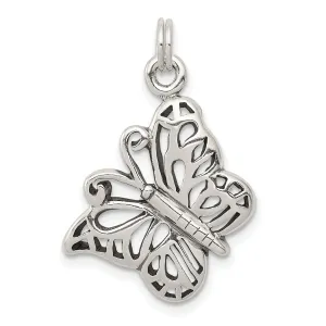 Sterling Silver Polish Antiqued Butterfly Charm
