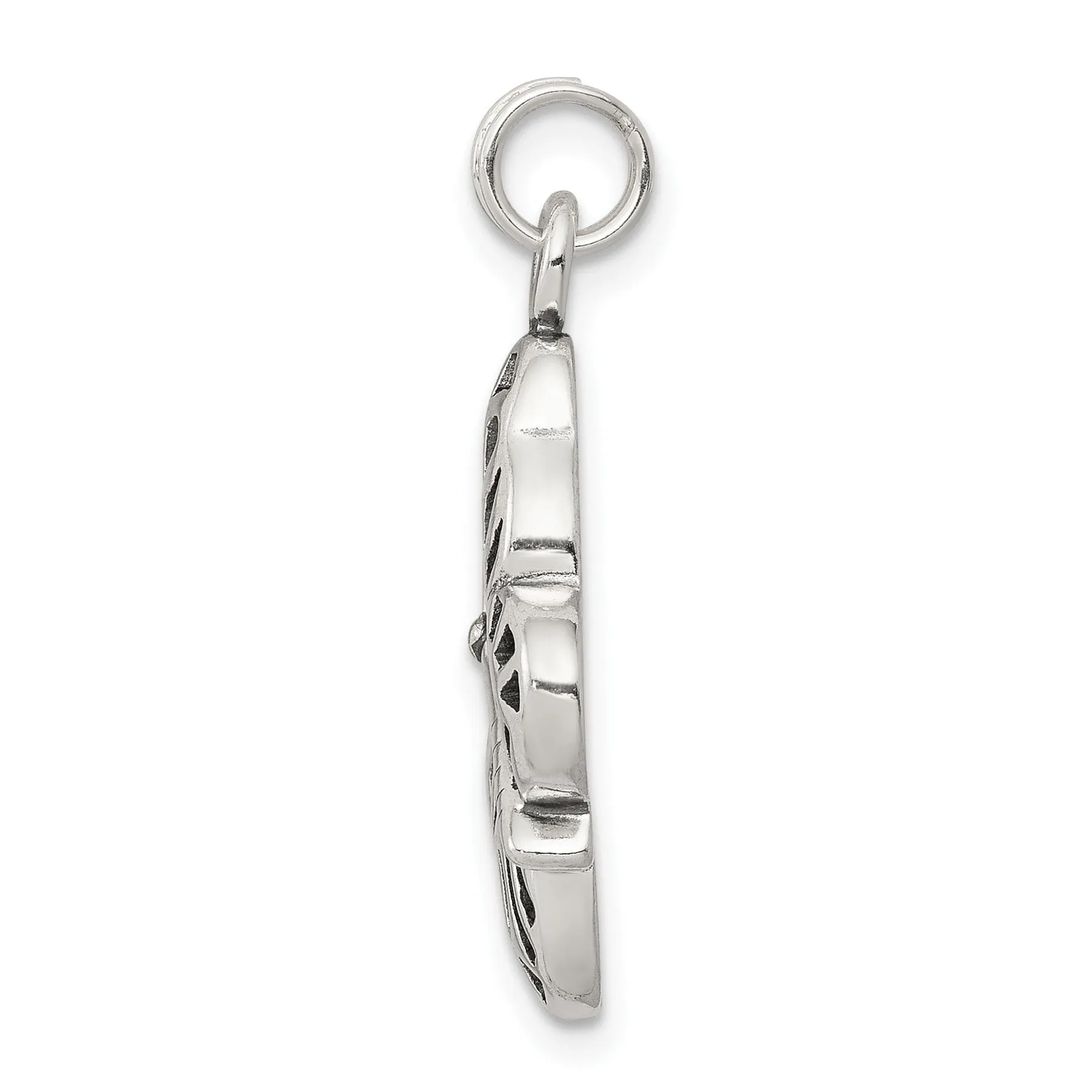 Sterling Silver Polish Antiqued Butterfly Charm