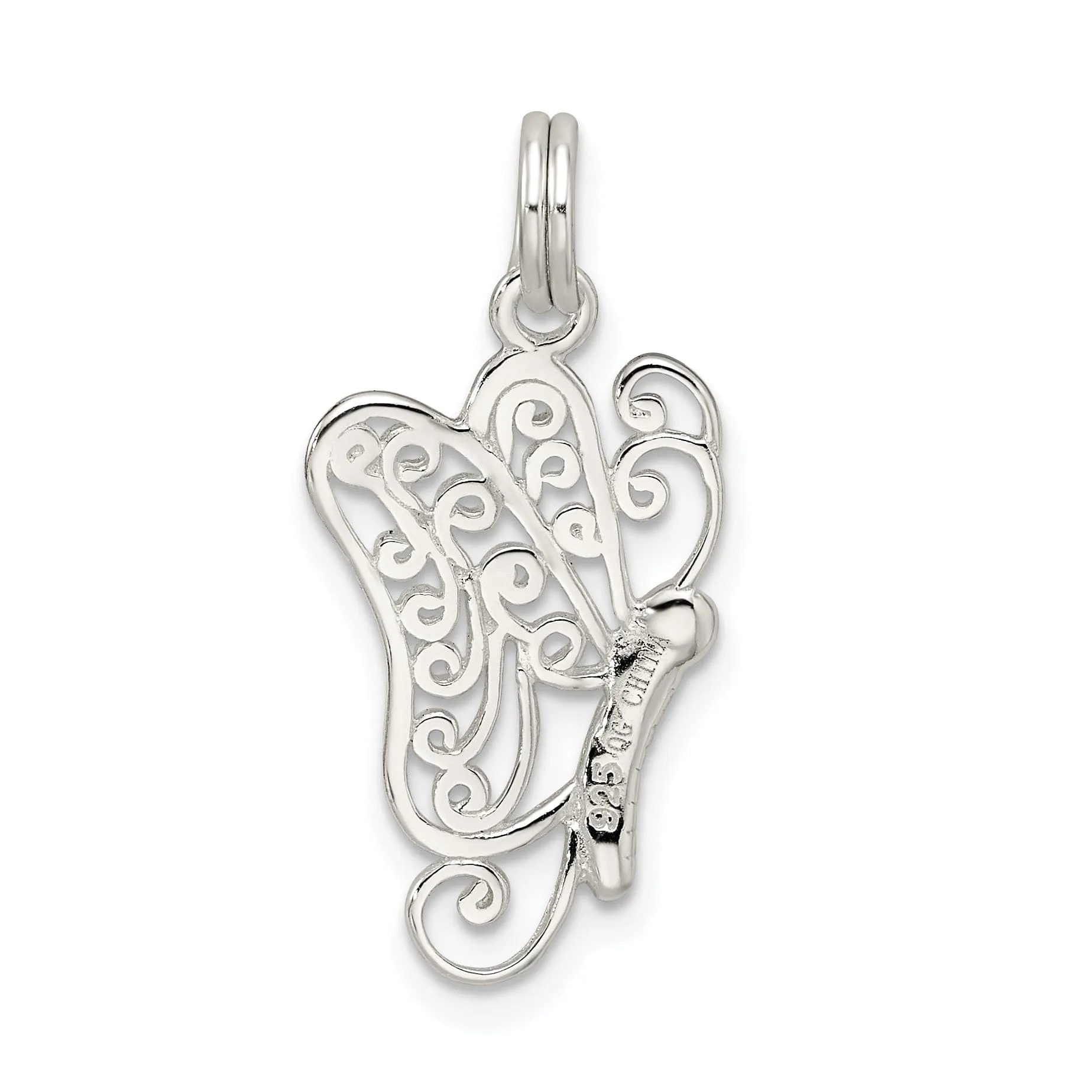 Sterling Silver Polished Finish Butterfly Charm