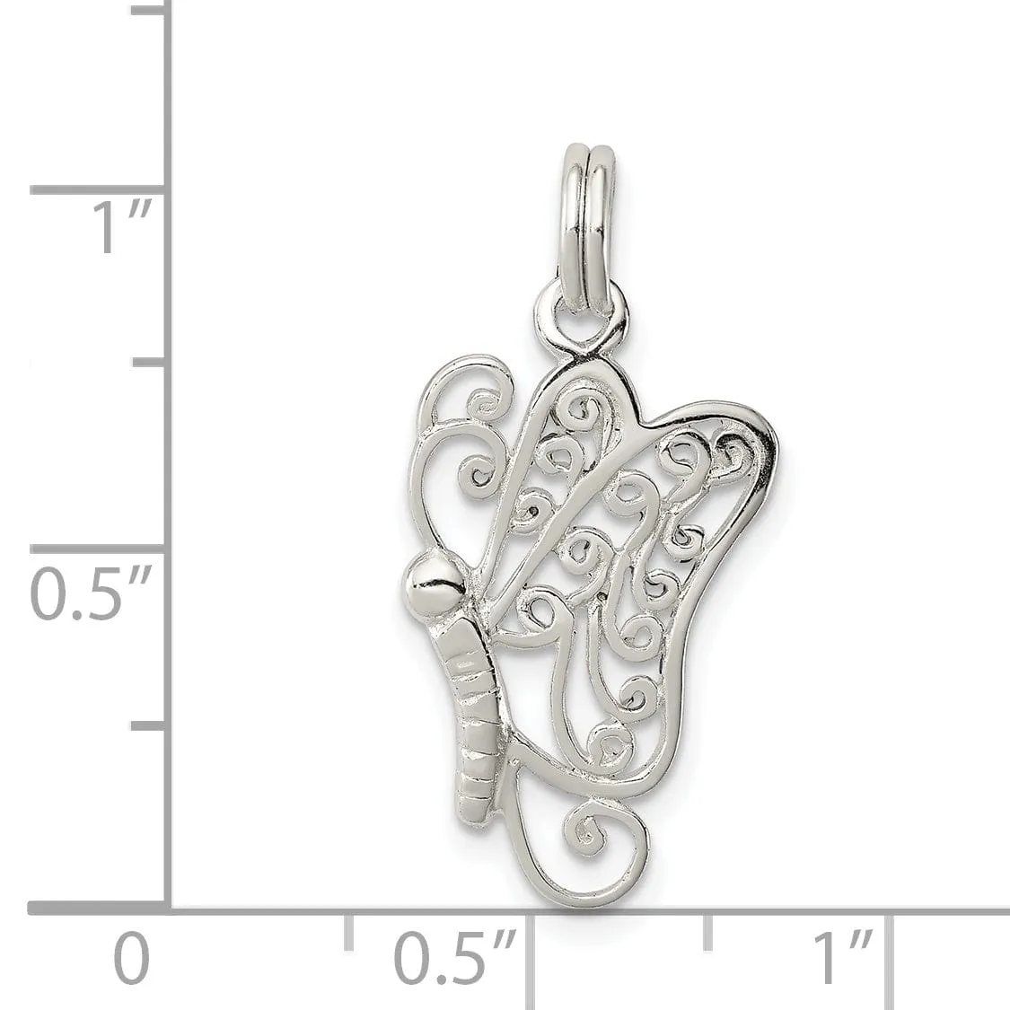 Sterling Silver Polished Finish Butterfly Charm
