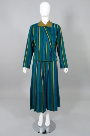 Striped Tie Jacket & Skirt Set