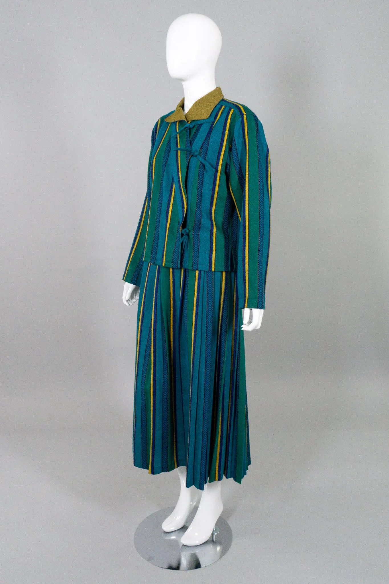 Striped Tie Jacket & Skirt Set