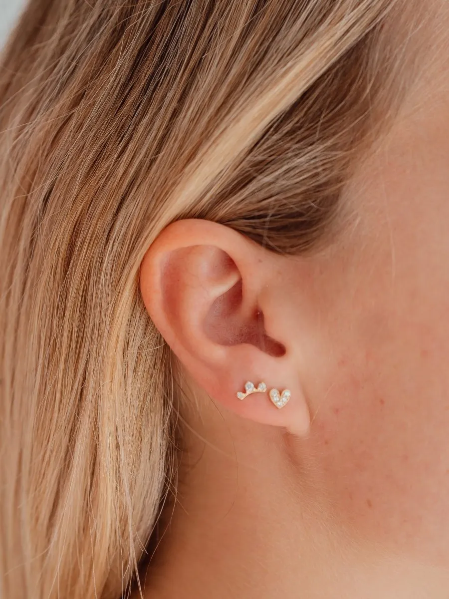 Sweetheart Diamond Stud Earring 14K