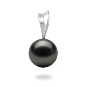 Tahitian Black Pearl Pendant in White Gold - 10-11mm