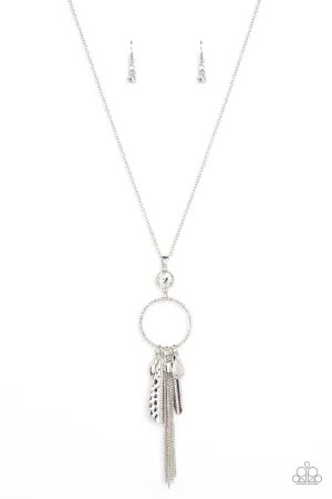 Tastefully Tasseled - White Necklace