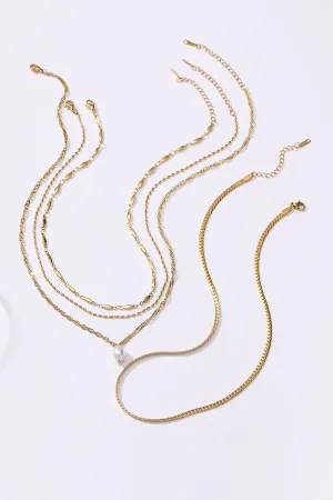 The Freya 18K Gold Plated Multi Layer Pearl Detail Necklace