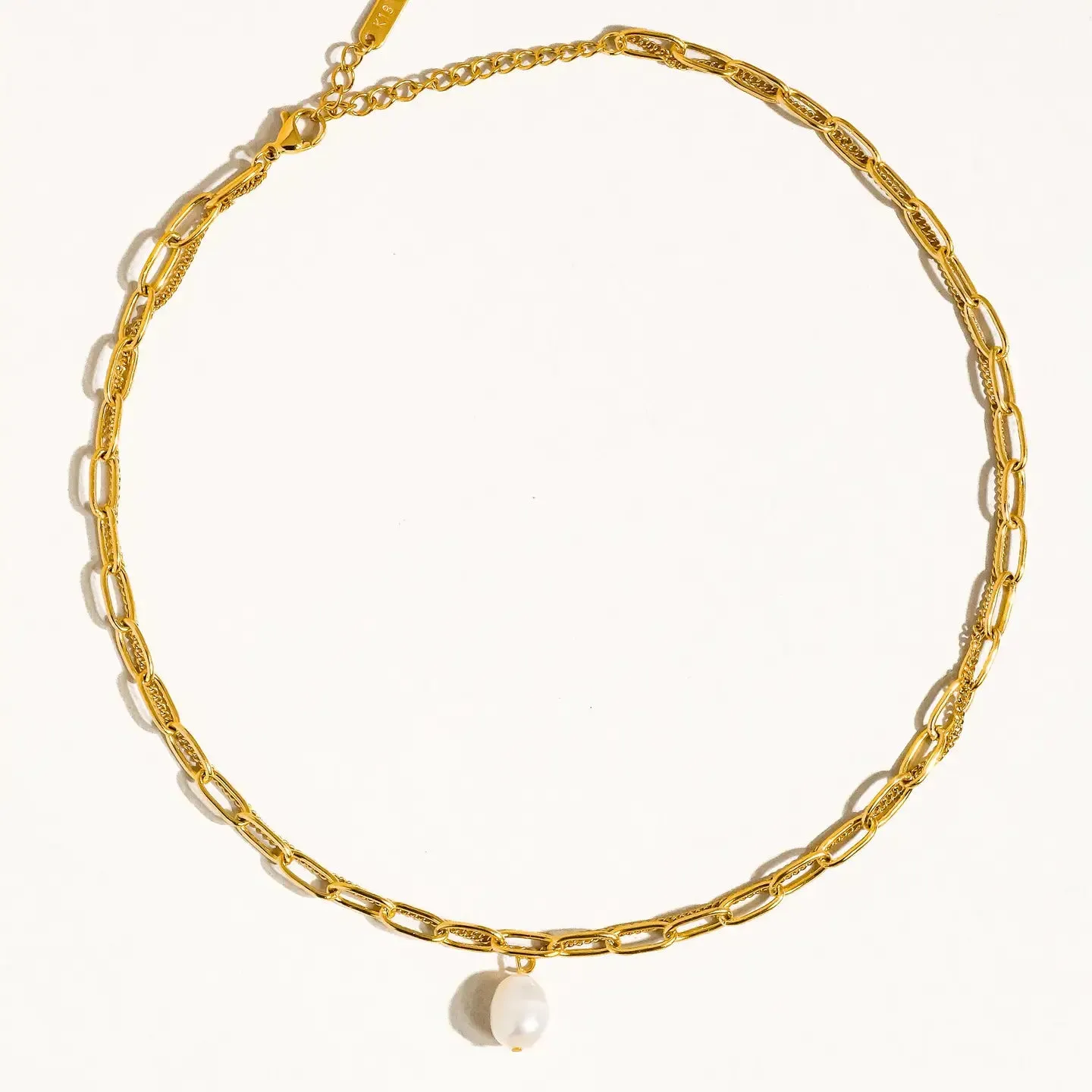 The Percy 18k Gold Plated Layered Chain   Pearl Necklace
