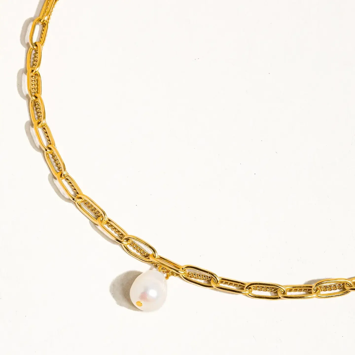 The Percy 18k Gold Plated Layered Chain   Pearl Necklace