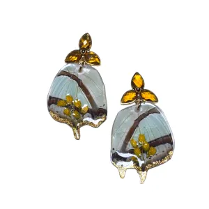 The Real Butterfly Citrine Flower Post Earrings
