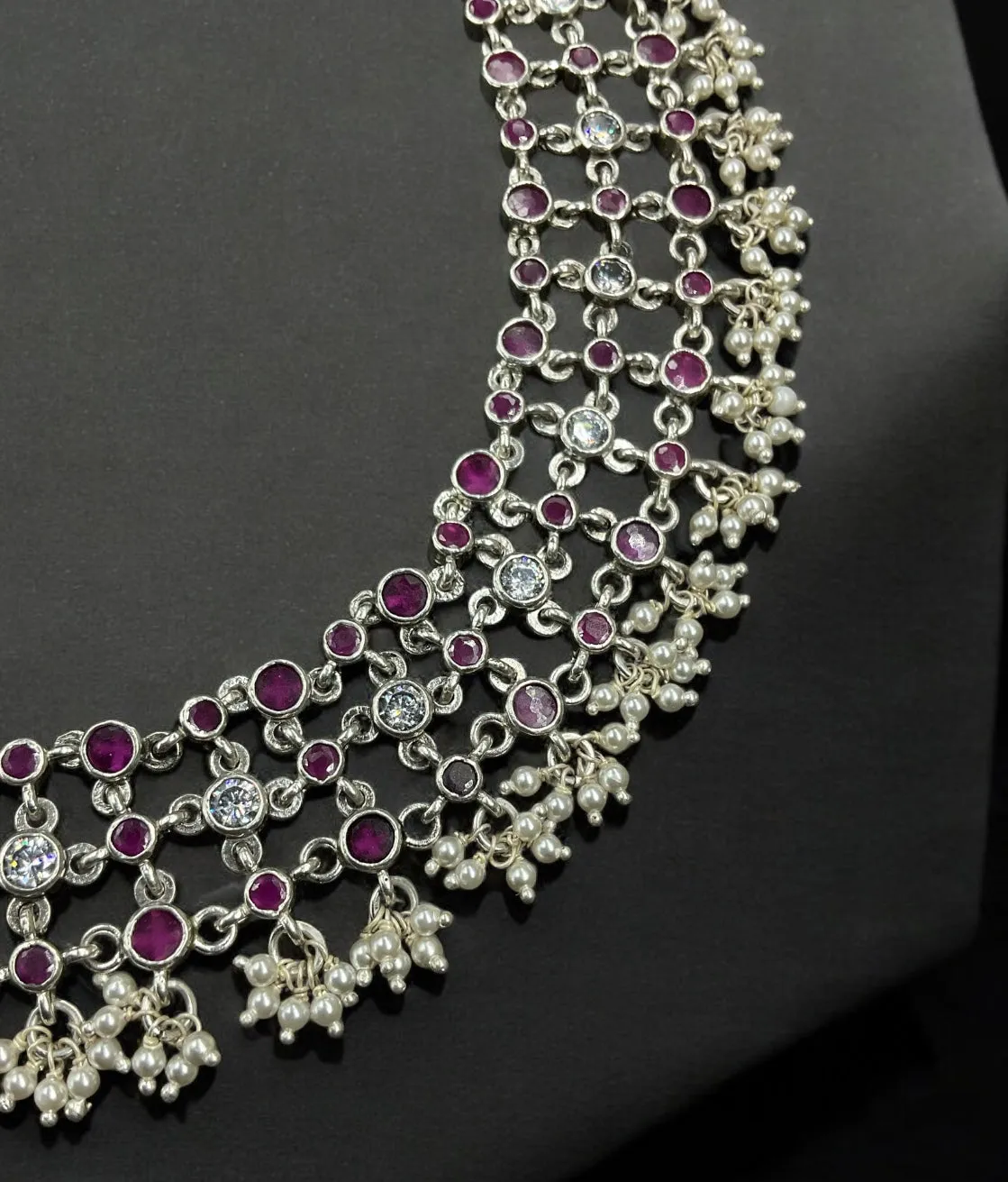 The Sayami Silver Kemp Mesh Necklace (Oxidised)