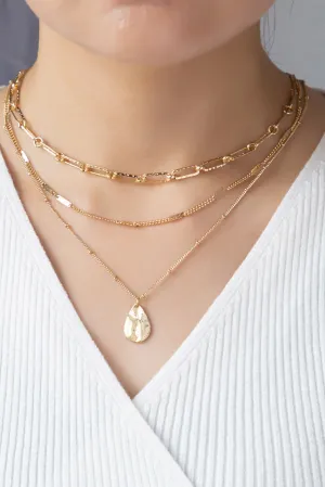Three Row Chunky Chain Necklace In Multiple Colors