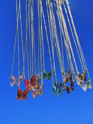 TikTok Crystal Glass Butterfly Necklace