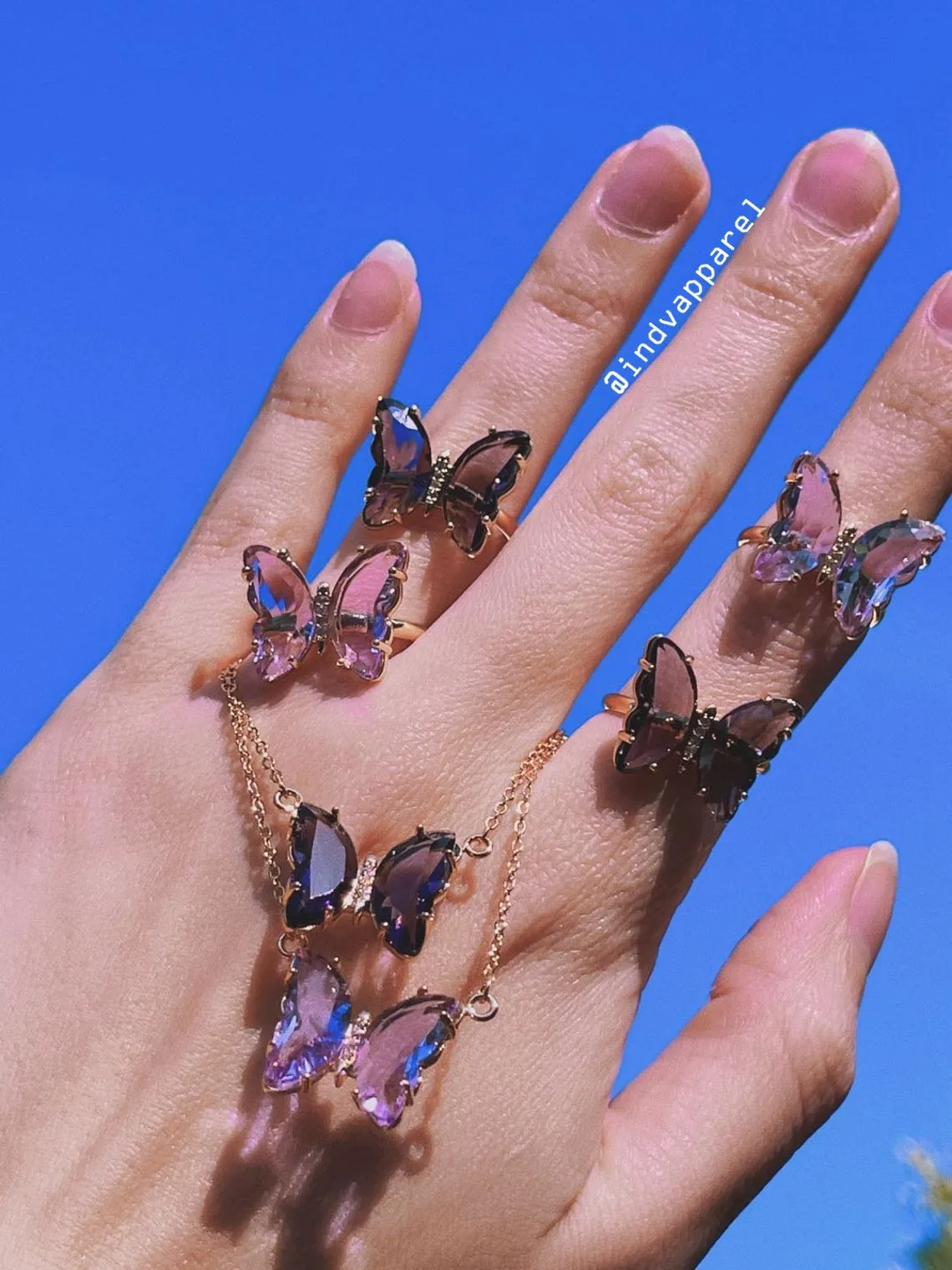 TikTok Crystal Glass Butterfly Necklace