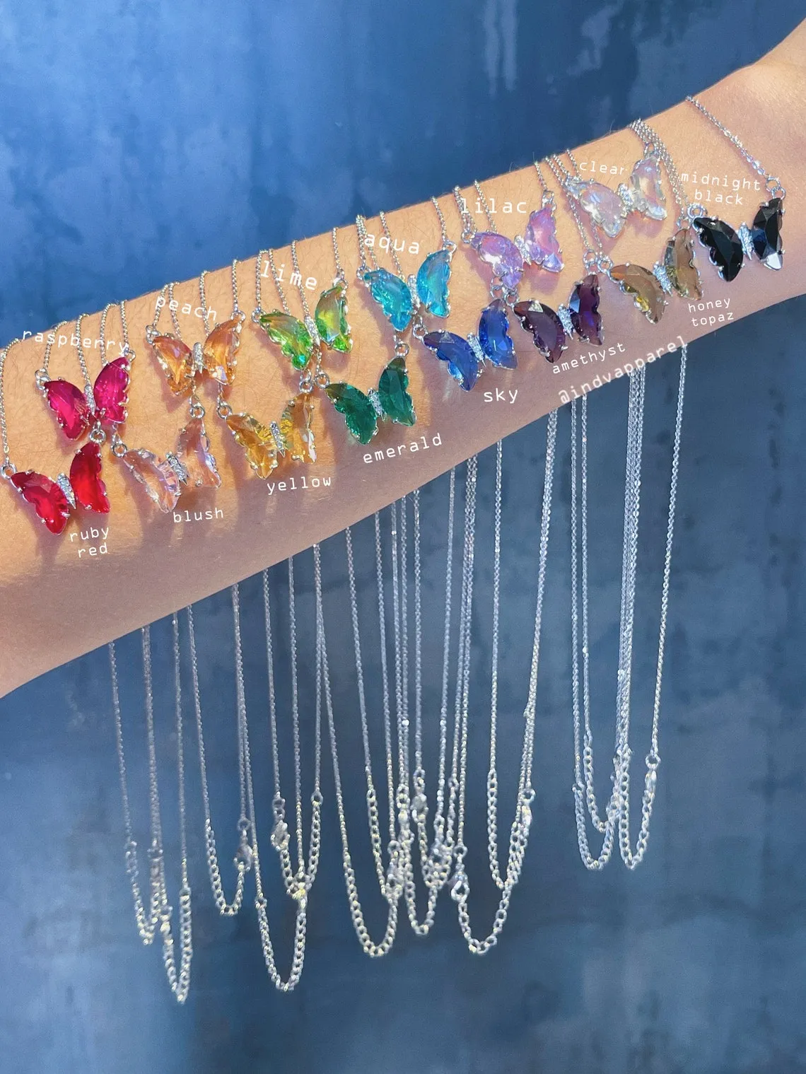 TikTok Crystal Glass Butterfly Necklace