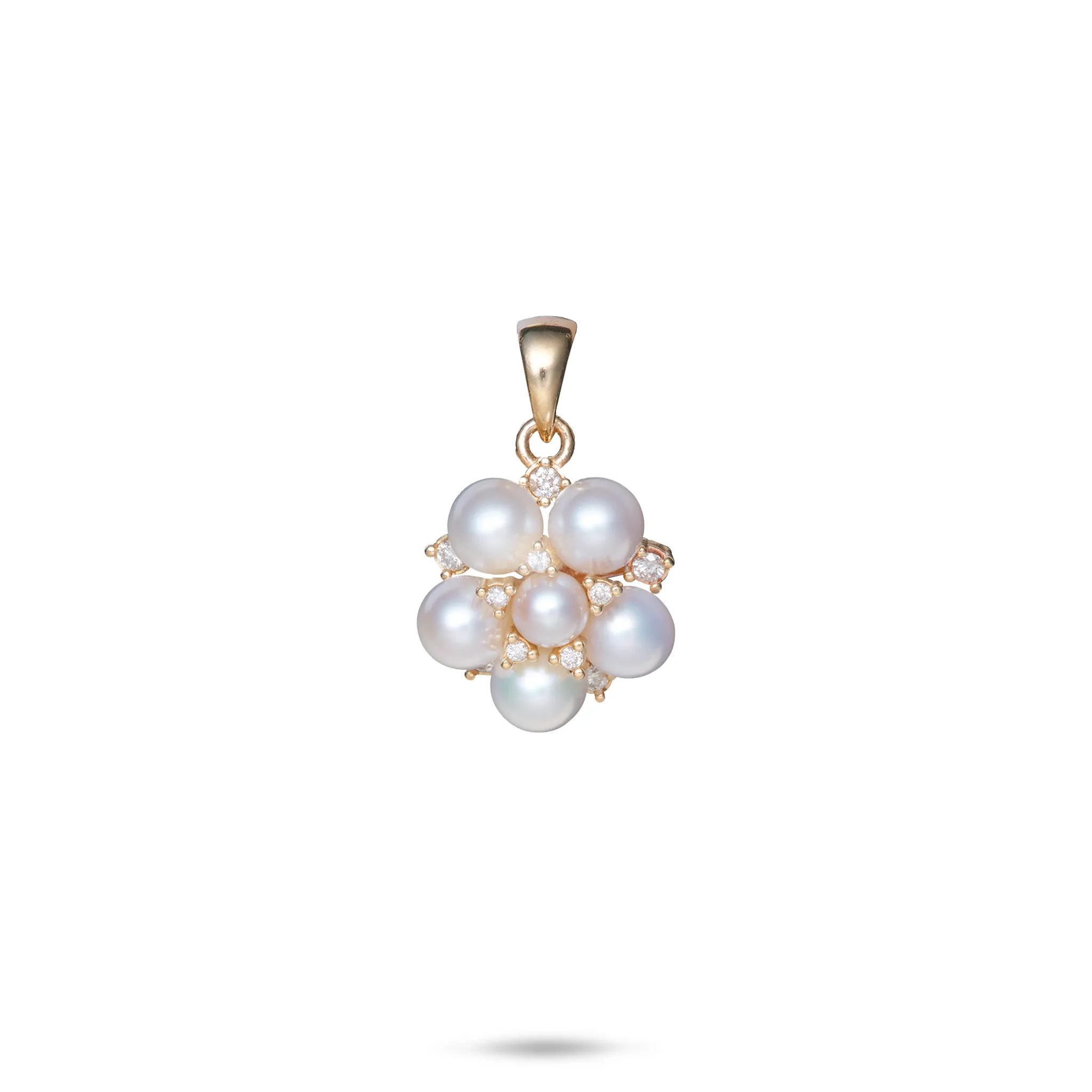 Tiny Bubbles Freshwater White Pearl Pendant in Gold with Diamonds