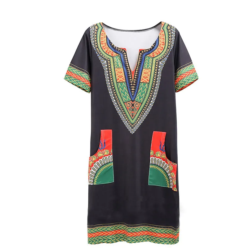 Traditional African Kitenge Dashiki Print Dress Design Fitted Above Knee