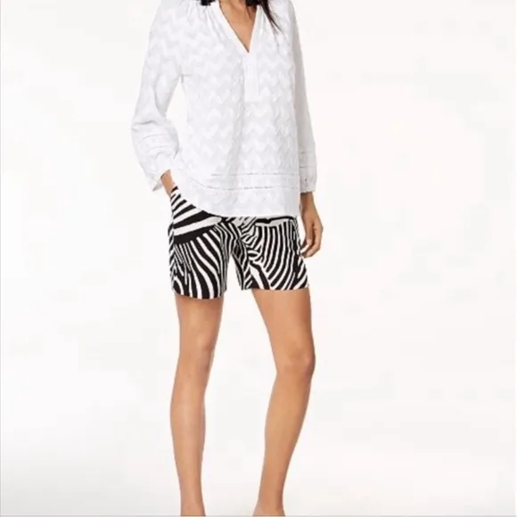 Trina Turk X INC Funky Loud Retro Groovy Funky Zebra Print High Rise Shorts
