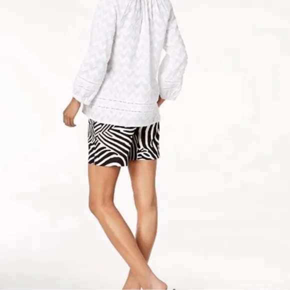 Trina Turk X INC Funky Loud Retro Groovy Funky Zebra Print High Rise Shorts