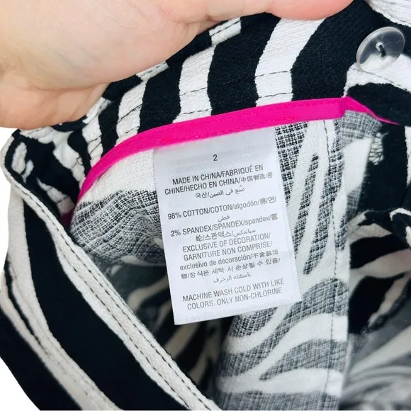 Trina Turk X INC Funky Loud Retro Groovy Funky Zebra Print High Rise Shorts