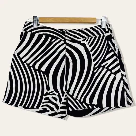 Trina Turk X INC Funky Loud Retro Groovy Funky Zebra Print High Rise Shorts