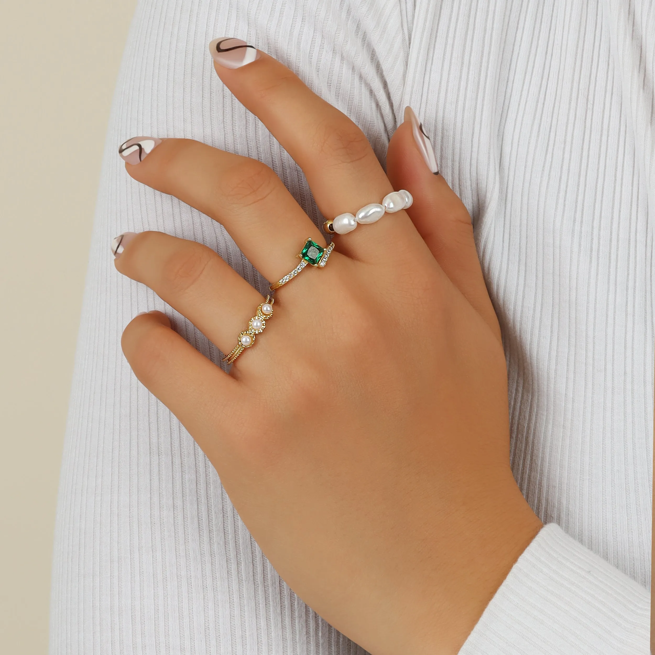 Triple Pearl Ring