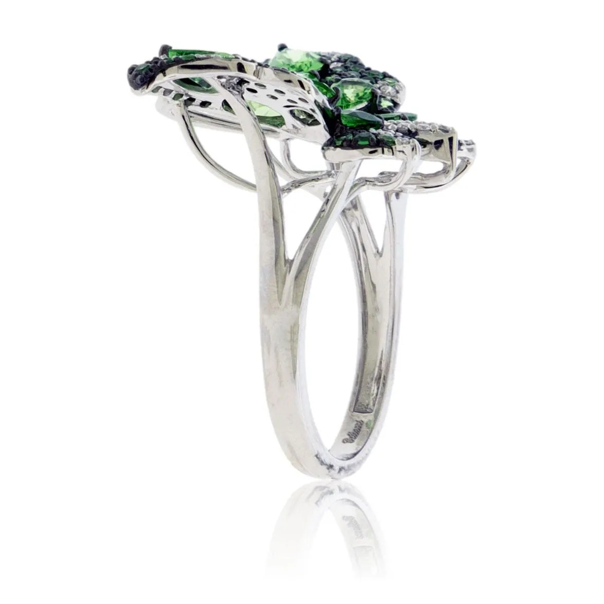 Tsavorite Garnet Winged Butterfly & Diamond Ring