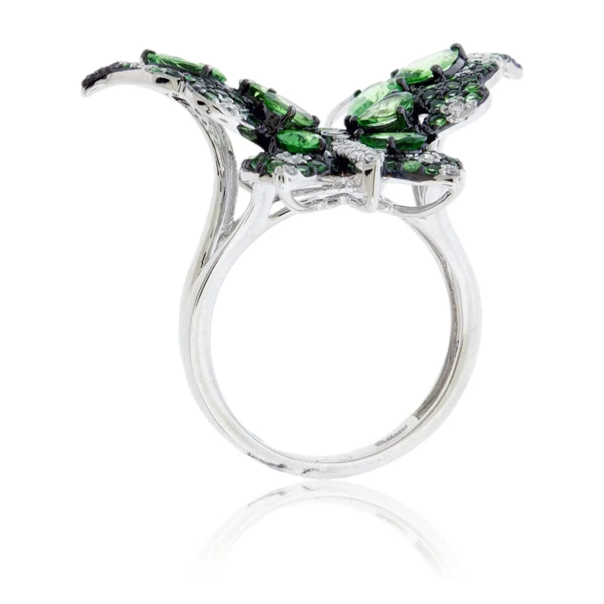 Tsavorite Garnet Winged Butterfly & Diamond Ring