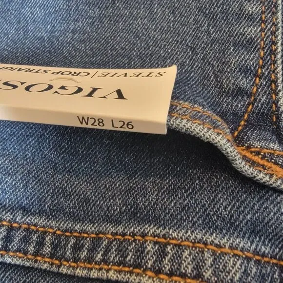 ⭐VIGOSS Size 28 Women High-Rise Paperbag-Waist Tapered Mom Jeans Pant Blue New