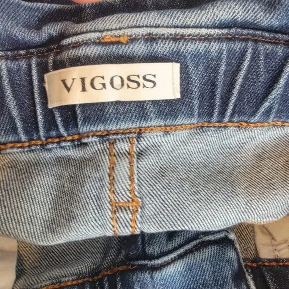 ⭐VIGOSS Size 28 Women High-Rise Paperbag-Waist Tapered Mom Jeans Pant Blue New