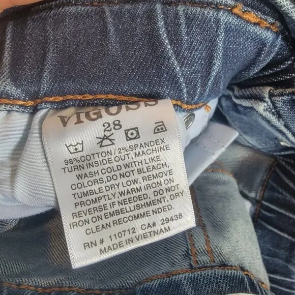⭐VIGOSS Size 28 Women High-Rise Paperbag-Waist Tapered Mom Jeans Pant Blue New