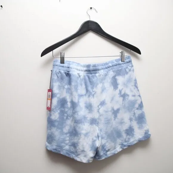 VINCE CAMUTO Tie-Dyed Drawstring High Rise Shorts in Blue Cloud