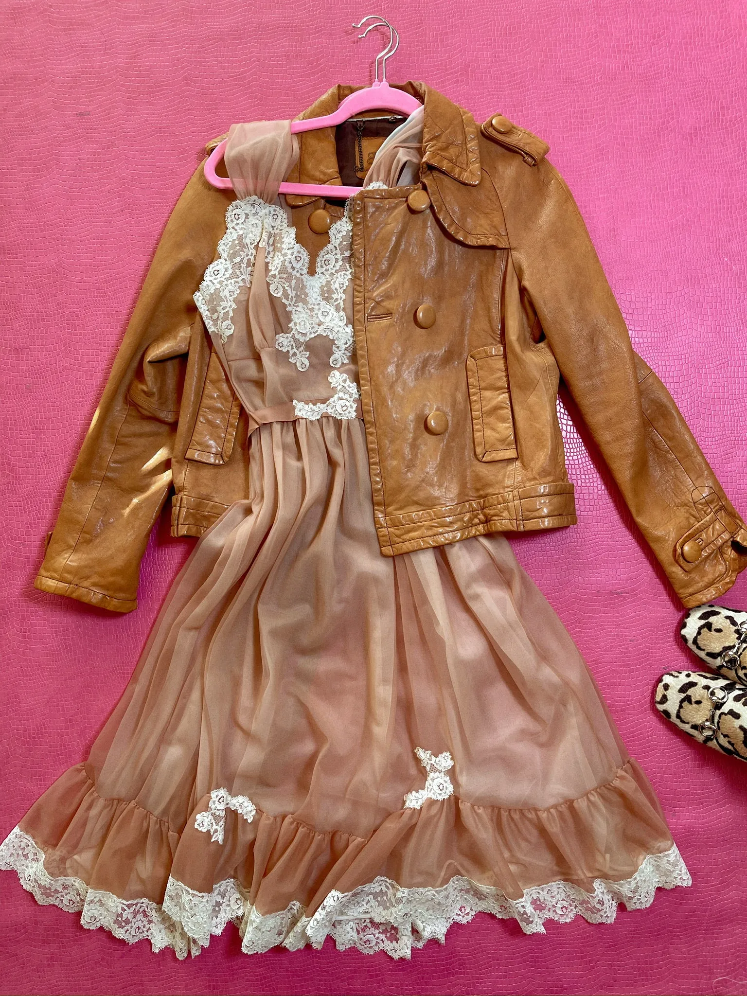 Vintage 60s "Kayser" Cocoa Brown Lingerie Dress - Best Fits Size XS-S