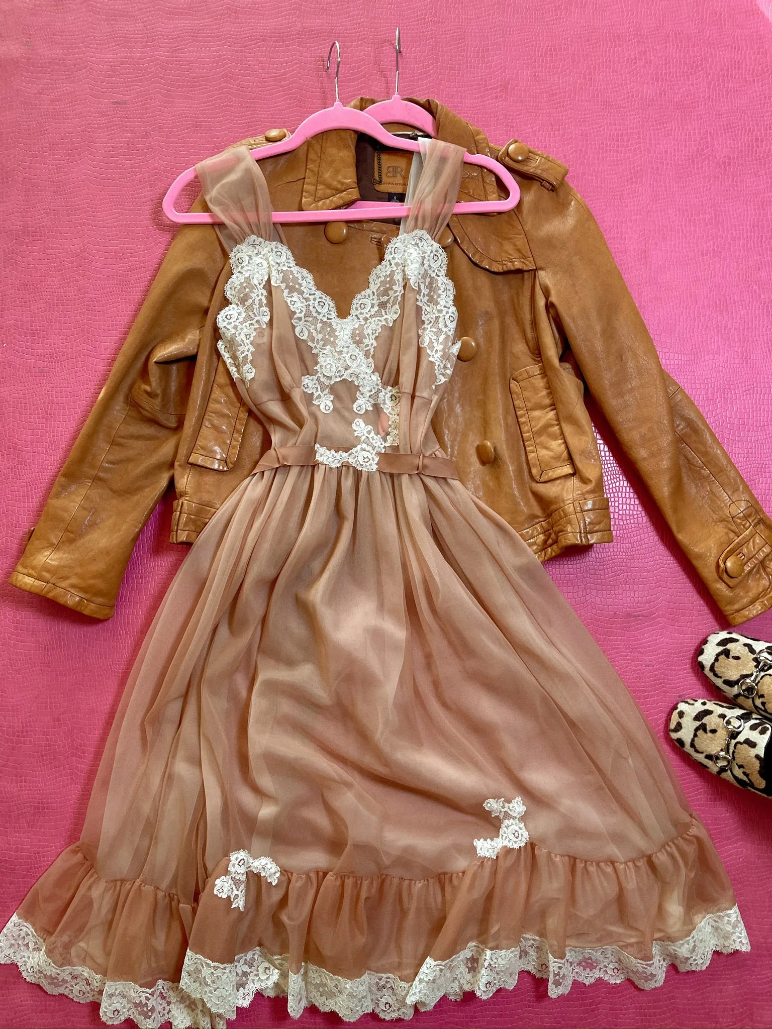 Vintage 60s "Kayser" Cocoa Brown Lingerie Dress - Best Fits Size XS-S