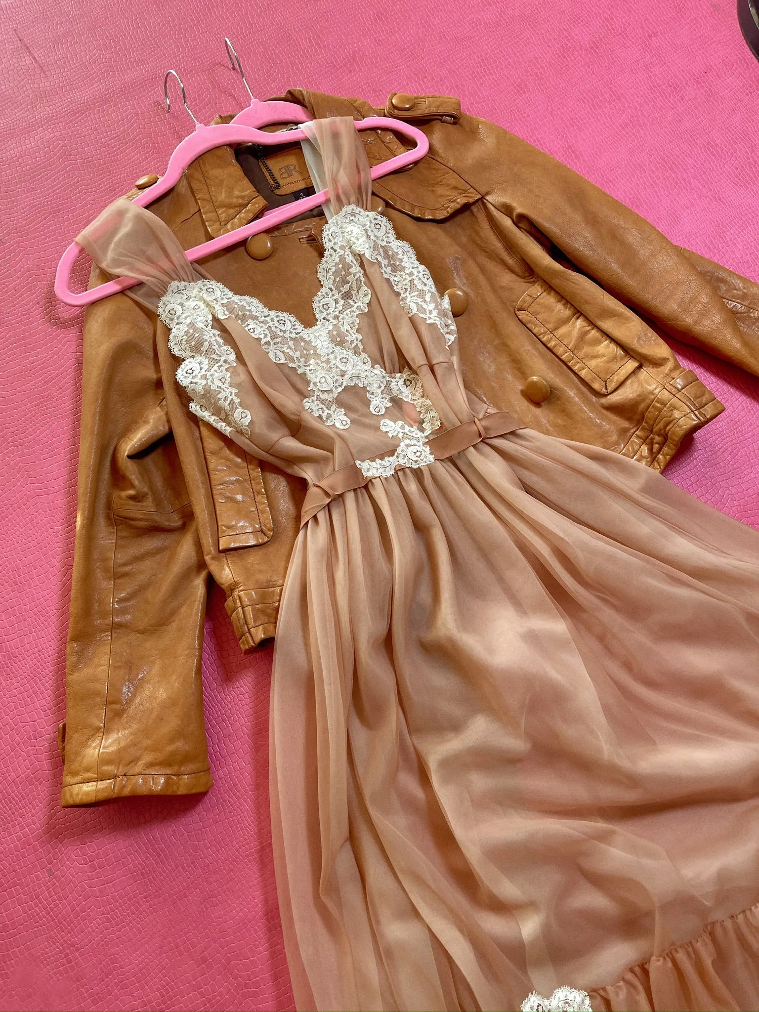 Vintage 60s "Kayser" Cocoa Brown Lingerie Dress - Best Fits Size XS-S