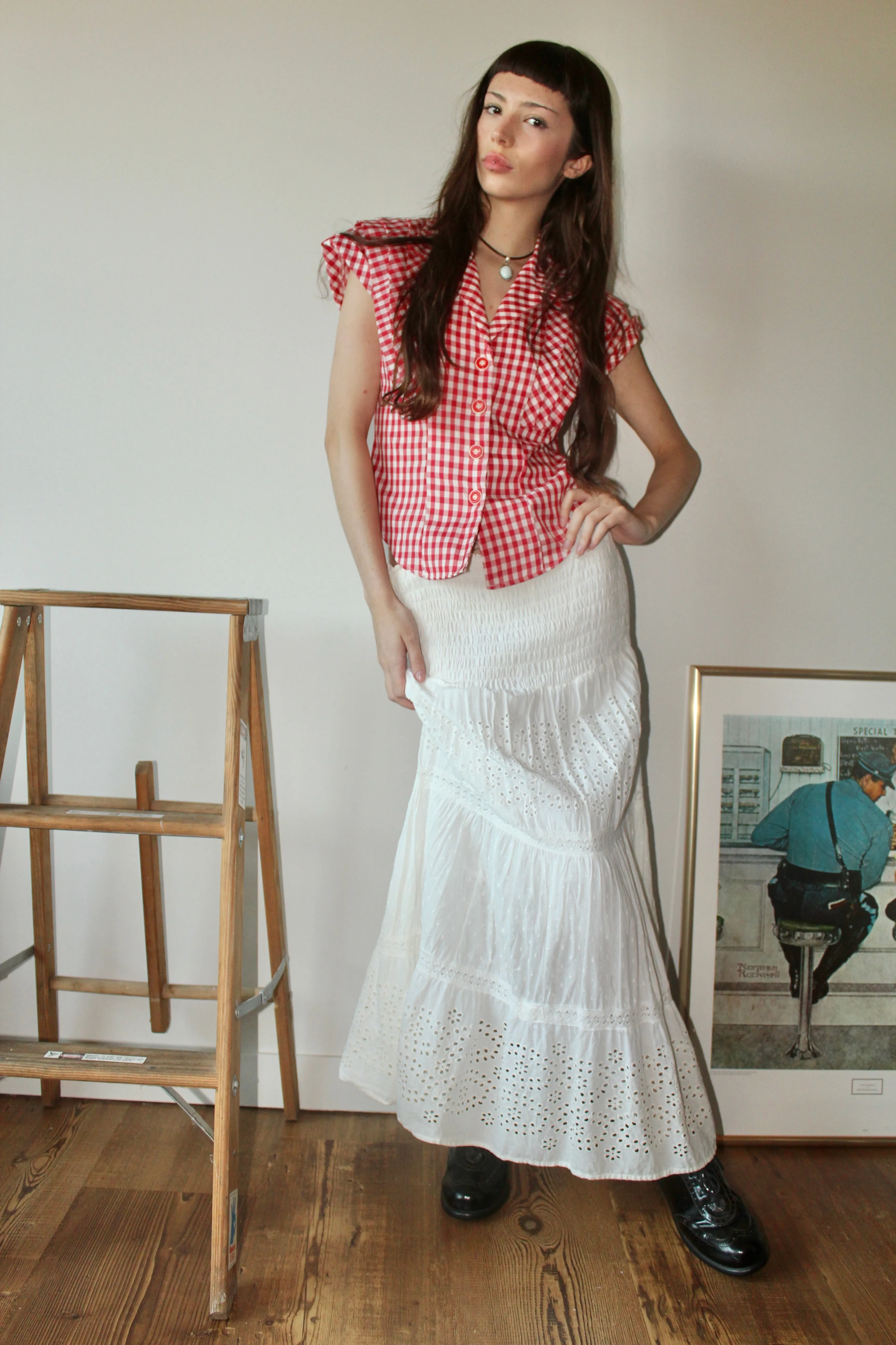 Vintage 80s Gingham Vest Top (S)