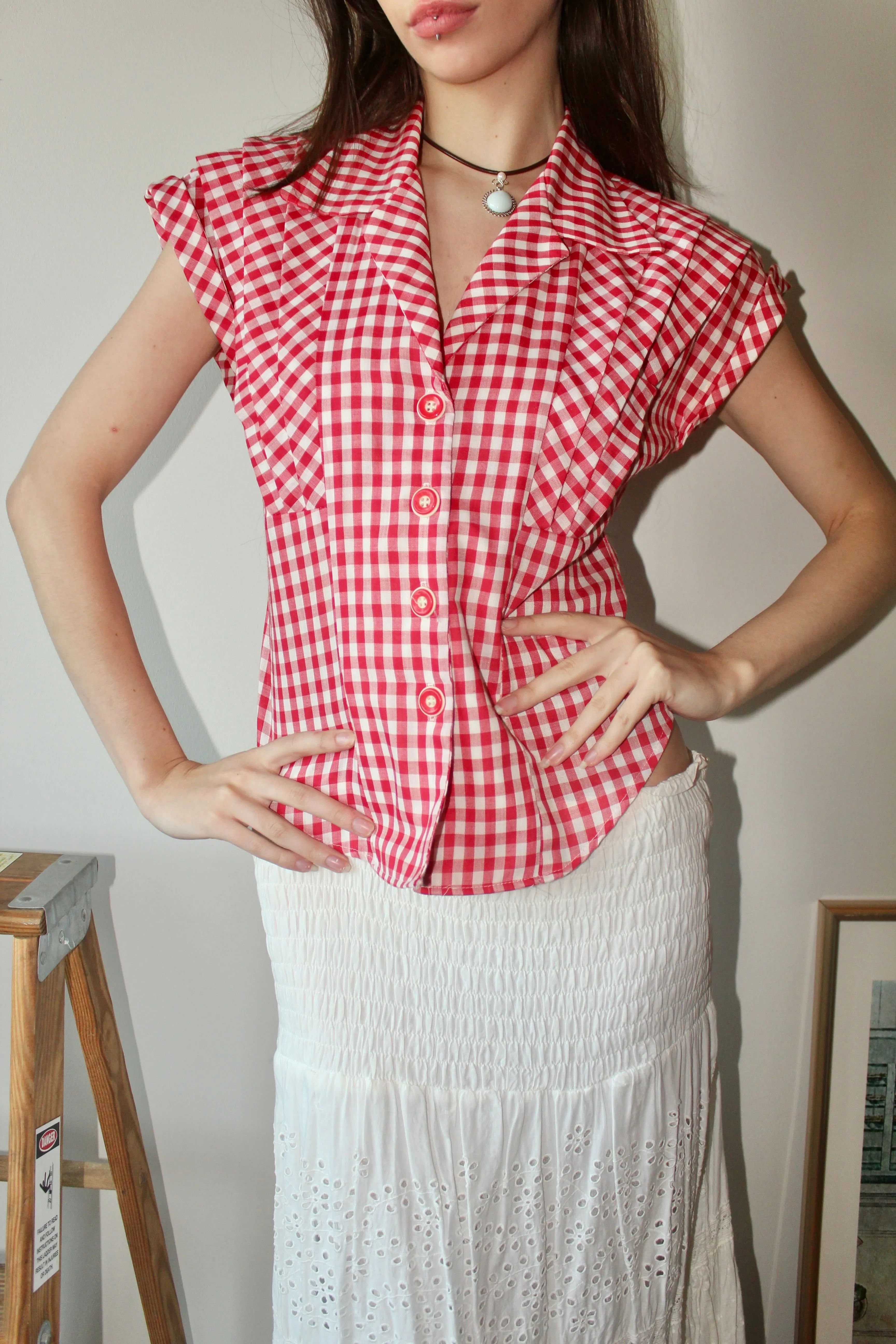 Vintage 80s Gingham Vest Top (S)