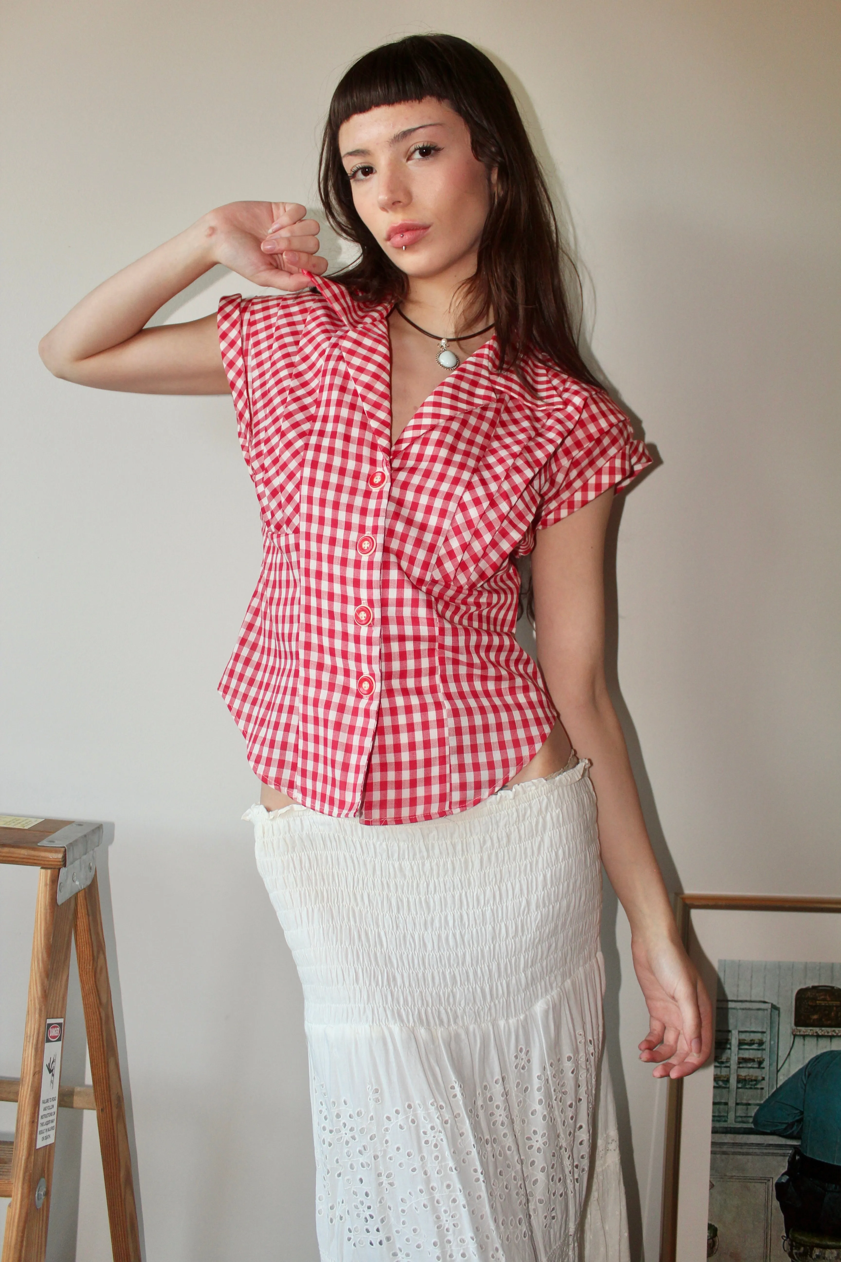 Vintage 80s Gingham Vest Top (S)