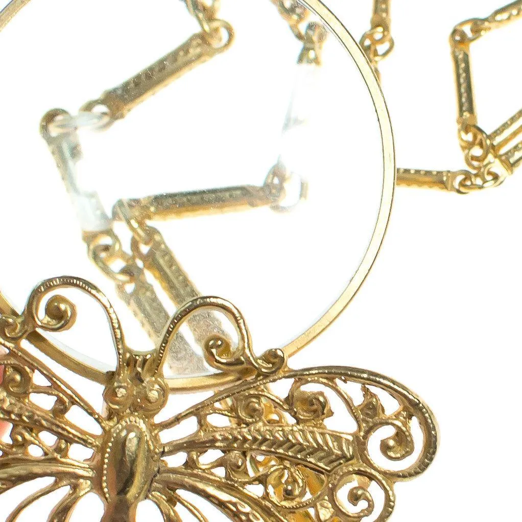 Vintage Accessocraft NYC Butterfly Magnify Glass Necklace