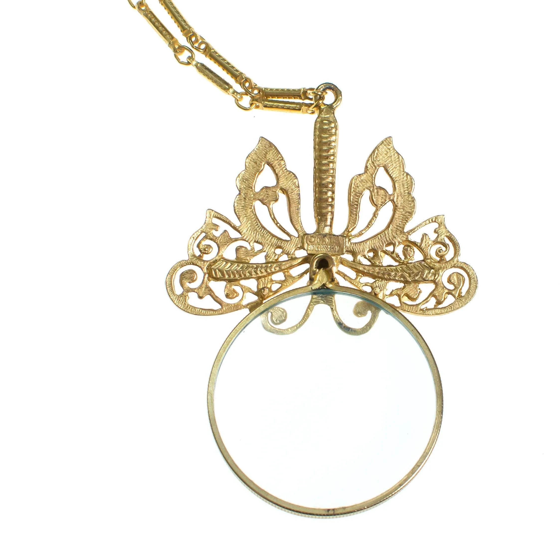 Vintage Accessocraft NYC Butterfly Magnify Glass Necklace
